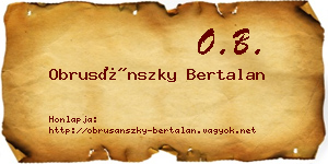 Obrusánszky Bertalan névjegykártya